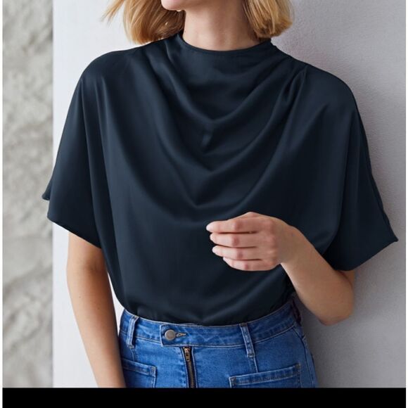 WOMEN'S LARGE STAND COLLAR BATWING SLEEVE SHIRT NWT - Picture 9 of 9